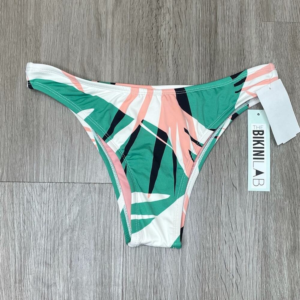 THE BIKINI LAB Women's Sonic Boom Palm Print Cheeky Bikini Swim Bottoms sz M